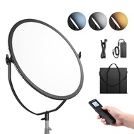 Round Panel Video Light 2.4G & DMX Control, 24" 120W Bi Color Studio Edge Flapjack Lighting with Bag