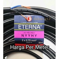 kabel eterna NYYHY 2x0.75 / eterna hitam serabut 2x075