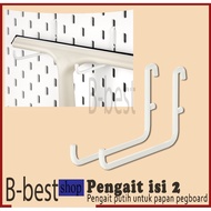 Pegboard Hooks / Hooks Contains 2 pcs White Hooks for Perforated Boards Accessory Hooks