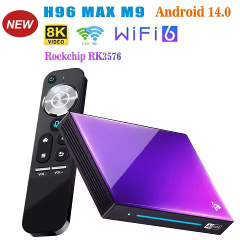 H96 MAX M9 TV Box RK3576 8GB 128GB 1000M DDR4 USB3.0 Wifi 6 BT5.4 8K AV1 Remote Control Media Player