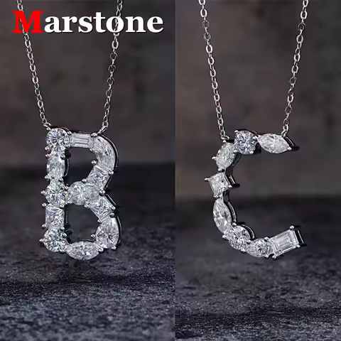 Full Moissanite D Color Letter Women's Chain 925 Silver 18K White Gold Fine Luxury Moissanite Chain 