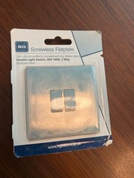 BG British general 20A double light switch - brushed steel