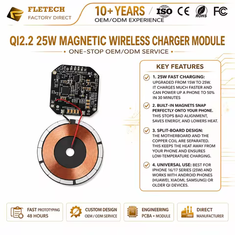 DIY Qi2.2 Magnetic Wireless Charger Module 25W Wireless Charging Transmitter Circuit Board Coil Char