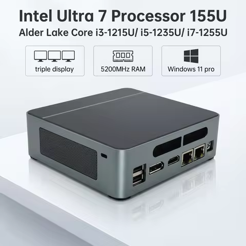 EGLOBAL F3 Mini pc Intel Ultra 7 Processor 155U,DDR5 32GB 5200Mhz NVMe SSD HDMI USB-C DP triple disp
