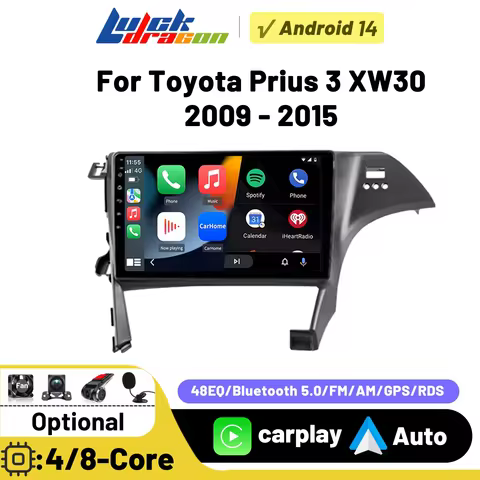Car Radio For Toyota Prius 3 XW30 2009-2015 RHD Carplay Android Auto Multimedia Stereo Player GPS Na