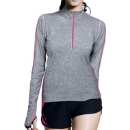 BE Elementz Long Sleeve Shirt Running Shirt - BE Geared Half Zip ( Unisex - Muslimah ) - ( Pink ) WR