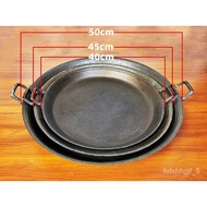 KY-$ Traditional Old-Fashioned Cast Iron Frying Pan Household Double-Ear Pancake Flat a Cast Iron Pan Commercial Uncoate
