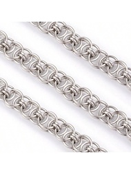 1m/39.37in High-Quality 304 Stainless Steel Round Ring Handmade Chain, Suitable For DIY Jewelry Maki