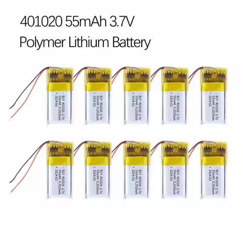 401020 55mAh 3.7V Rechargeable Polymer Lithium Battery for Smart Watch Bluetooth Earphones Selfie St