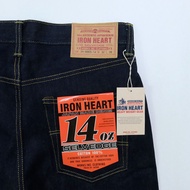 Iron heart 666s-142ib 14oz indigo x black selvedge denim slim straight-