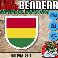 ((((most wanted] IRON-ON Emblem Badge Patch IRON-ON Flock FLAG EMBROIDERY Country - BOLIVIA [S01] Sh