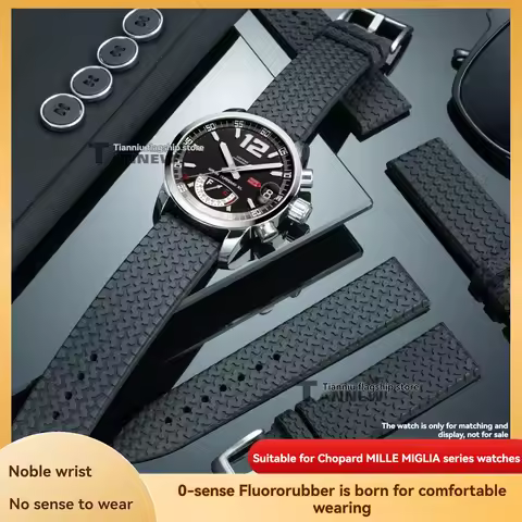 21mm 23mm Fluoro Rubber Watch Strap Compatible with Chopard Mille Miglia 168511, Waterproof Sports R