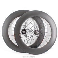 1pair New 700C 88mm clincher rims track fixed gear bicycle aero matt 3K full carbon fibre bike wheelsets 23 25mm width F