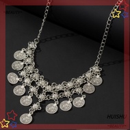 HUISHU Coin Necklace, Bohemian Style Vintage Tassel Necklace, Multipurpose Versatile Bohemian Neckla