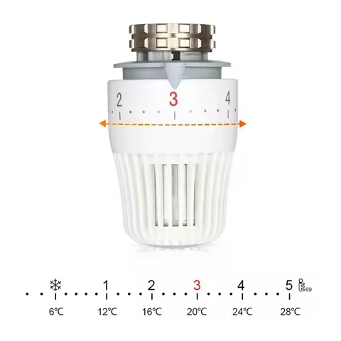 Accessory Valve Head 6-28 ° C. ABS + PC Engineering Plastic Bronze Control M30x1.5 NEW Radiator Valv