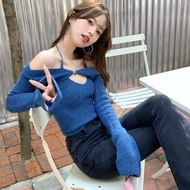 SS59 纯欲风 Korean Two Piece Hot Girl Long Sleeve Shirt  💕韩式ins 辣妹洋气两件套辣妹长袖T恤上衣