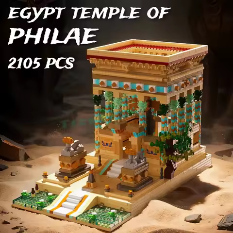 2105PCS Egypt Temple of Philae Building Blocks,Street View Ancient Architecture History Culture Coll