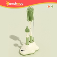 HamshMoc 3 In1 Multifunctional baby milk bottle brush cleaner Silicone with storage base Baby Pacifier Cleaning Brush cleaner Professional 360 Degree Rotation brush