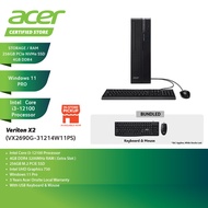 Acer Veriton X2 VX2690G-31214W11PS SFF Desktop PC Black ( I3-12100, 4GB, 256GB, Intel, W11P )