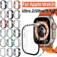 Glass+case For Apple Watch Ultra 49mm 45mm 41mm 40mm 44mm PC Bumper+Screen Protector Tempered Cover For i-watch series 9 8 7 6 5 4 se Watch Accessories