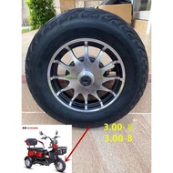 ยาง พร้อมแม็กสำหรับมอเตอร์ไซค์ไฟฟ้า 3ล้อ 3.00-8 / 3.00-10 / 4.00-12