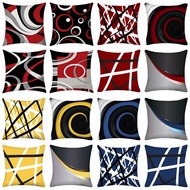Blue Yellow Red Gray Geometry Pattern Pillow Case 40x40/45x45/50x50cm Short Plush Pillow Cover Sofa 