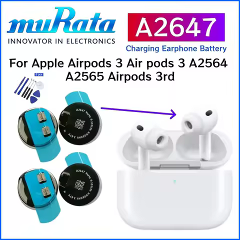 2pcs A2647 Earphones battery for Apple Airpods3 Air pods 3 A2565 A2564 airpods 3 3rd replacement bat
