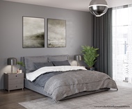 SB Design Square SB FURNITURE SNOOZE/เตียงBF5/ผ้าครีมอ่อน สีครีม (167x212x97.5 ซม.)