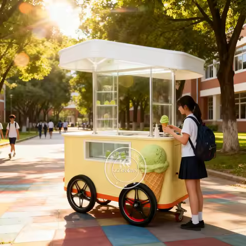 Ice Cream Display Case Gelato Freezer Mobile Food Cart Flower Vending Cart Outdoor Flower Cart Desig