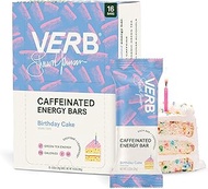 Verb Energy - Birthday Cake Caffeinated Snack Bars - 90-Calorie 2g Sugar Energy Bar - Keto Friendly