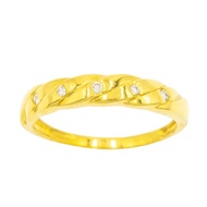 Happy Jewelry แหวนเชือกเรียบๆ ชิคๆ ประดับเพชร 3 เม็ด สวยๆ ทองแท้ 9k 37.5% เพชรเกสร ME666