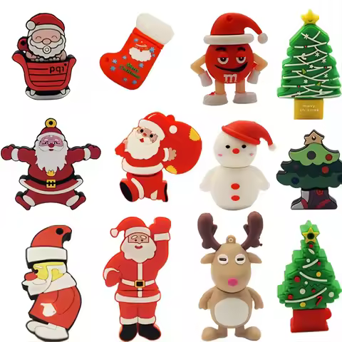 USB Flash Drive 128GB Pen Drive Cartoon Snowman Elk Sock Christmas Tree 8G 16GB 32GB 64GB Santa Clau