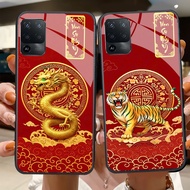 Case for OPPO A94 with 12 zodiac animal design CNY 2026, tempered glass back, Tet back cover