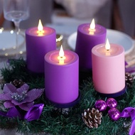 Advent Candles Set Dikendalikan Bateri 4, Flameless dengan Pemasa Jauh untuk Hiasan Gereja Advent Wr