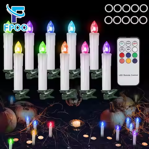 FPOO LED Candles Timed Remote Control, RGB Color Lighting, Waterproof Electronic Candle, Home Decora