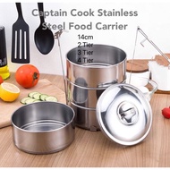 CAPTAIN COOK 14cm 2-Tier, 3-Tier, 4-Tier 18.0 Stainless Steel Food Carrier (14cm - 2-Tier, 3-Tier, 4