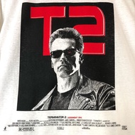 Terminator 2 Arnold Schwarzenegger Portrait on Stylish Unisex Heavy Cotton T-Shirt
