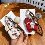 Retro Fabric Pony Rope Keychain Accessories Bag Accessories Pendant