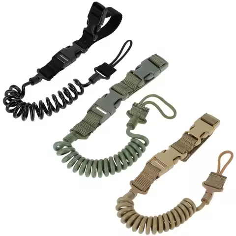 Military Tactical Lanyard Multi-purpose Spring Lanyard Pistol Secure Lanyard Rifle Sling Strap Shoot