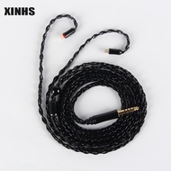 XINHS 8 Core Silver Plated Copper HIFI Upgrade Cable 3.5mm Plug Black Headphone Cable for KZ KZZSX ZSN ES3 KC2