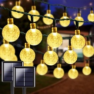 Crystal Solar String Lights, Super Bright Solar Lights Outdoor, 8 Lighting Modes Solar Powered Lights for Christmas Party Decor