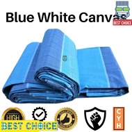 KAIN KHEMAH Canvas Canopy  Blue White Tarpaulin 6ft 8ft 9ft 10ft 12ft 15ft[Kaki] Kanvas Khemah Pasar