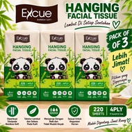 Excue Hanging Facial Tissue Bamboo Soft 220 sheets (4 ply) - Pack of 3 lebih jimat