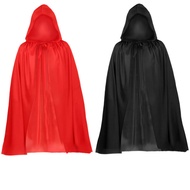 Kids Adult Halloween Costume Grim Reaper Cloak - Black Vampire Witch Cape with Hood for Masquerade P