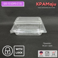 [50pcs] GO-13 (OPS-C13) - Bakery Disposable Plastic Clear, Bekas Kuih Plastik, Plastic Tray With Loc