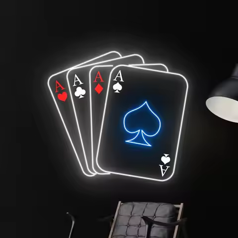 Poker Casino Neon Sign Poker Casino Led Sign Custom Casino Neon Light Gambling Casino Poker Decor Wa