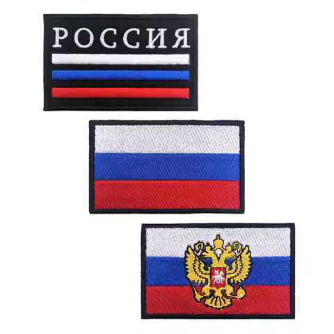 1PC Russian Flag Russia Armband Embroidered Patch Hook & Loop Or Iron On Embroidery Badge Cloth Mili