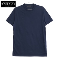 Prada UMJ492 Navy Triangle Logo Crewneck T-Shirt, Size M