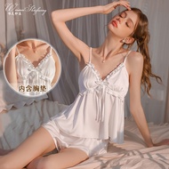 性感睡衣  Pajama Girl 睡衣女  夏季睡衣女纯欲甜美吊带睡衣短裤套装带胸垫性感家居睡衣两件套06.22