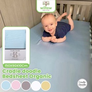 Mattress Sheet - Cradle Doodle Bedsheet 150X90X10Cm Organic